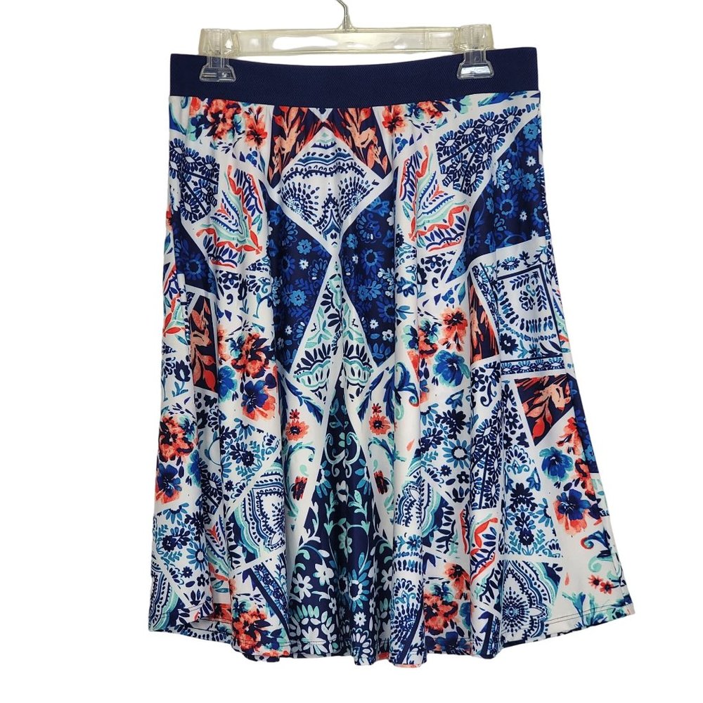 New Directions Womens skirts sz PM Petite blue print A Line